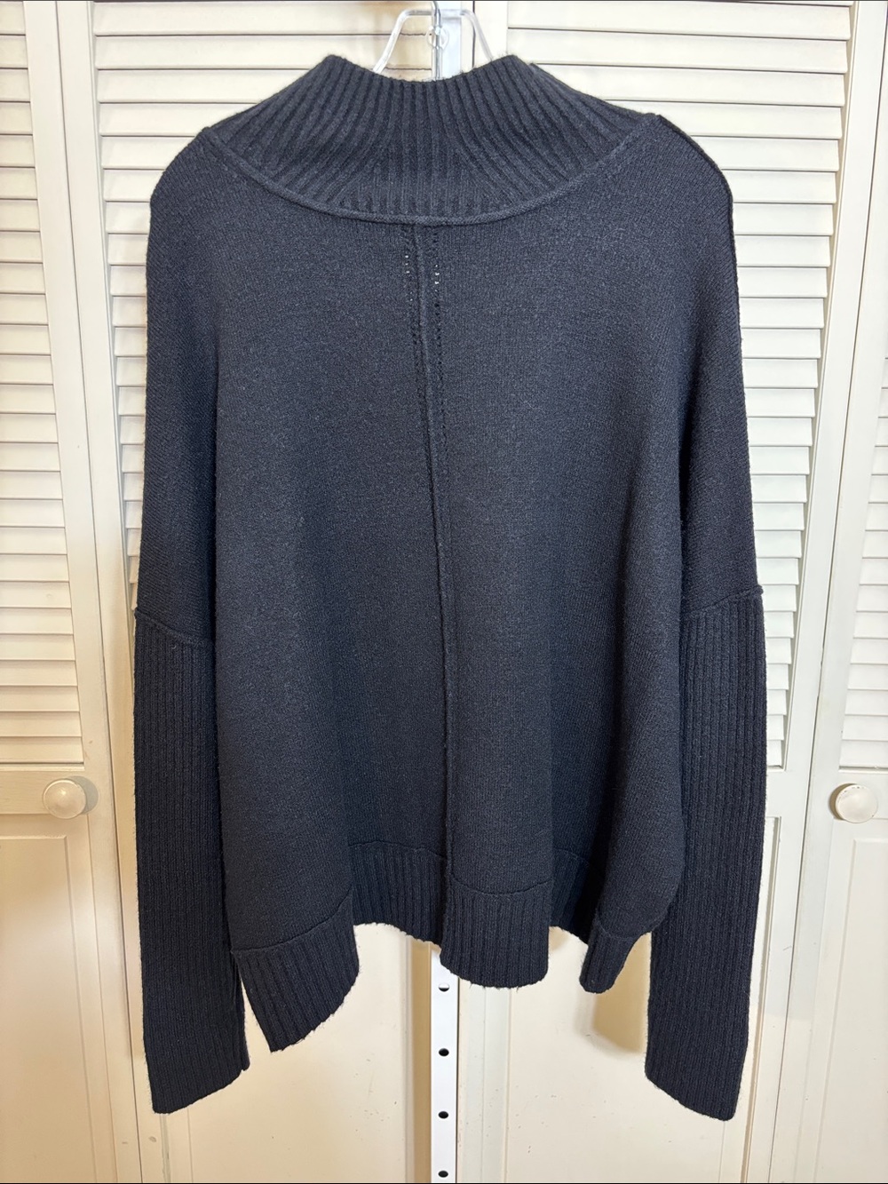 Anthropologie Maeve Black Mock Neck Ribbed Hem Wool Blend Sweater XL - Picture 6 of 13